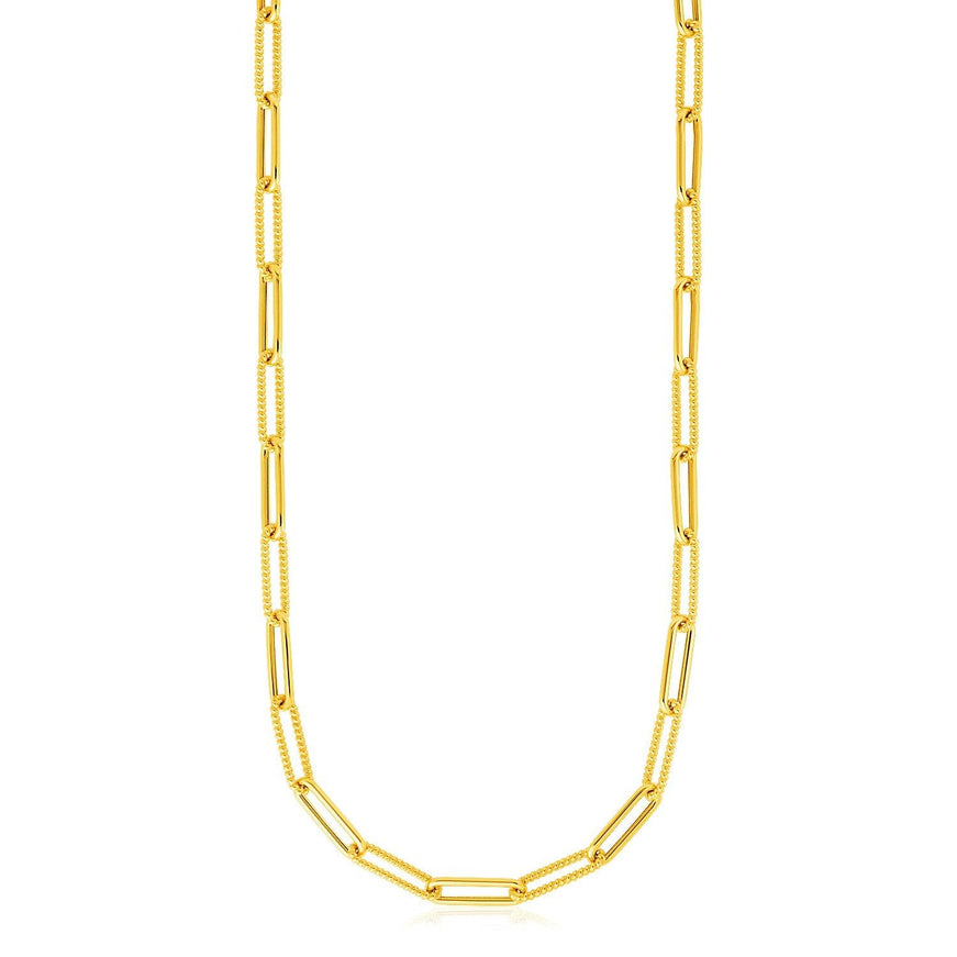 14k Yellow Gold Textured Paperclip Chain (3.5mm) - Ellie Belle