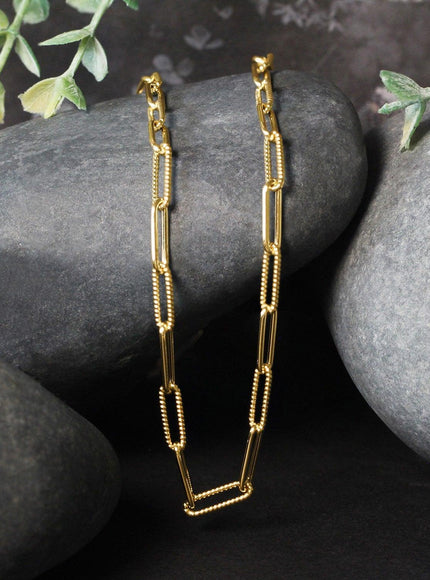 14k Yellow Gold Textured Paperclip Chain (3.5mm) - Ellie Belle