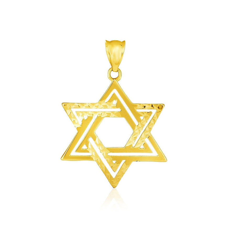 14k Yellow Gold Textured Star of David Pendant - Ellie Belle