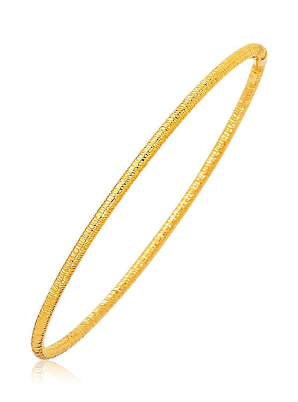 14k Yellow Gold Thin Textured Stackable Bangle - Ellie Belle