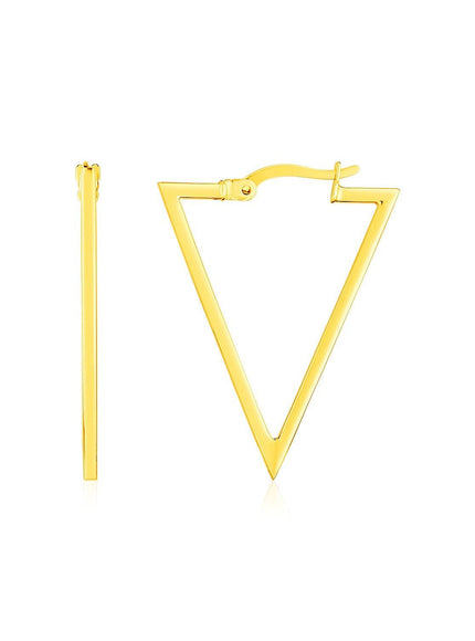 14K Yellow Gold Triangle Hoop Earrings - Ellie Belle