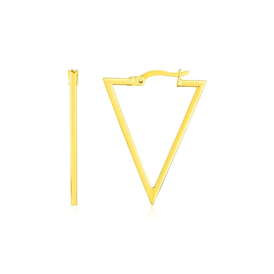 14K Yellow Gold Triangle Hoop Earrings - Ellie Belle