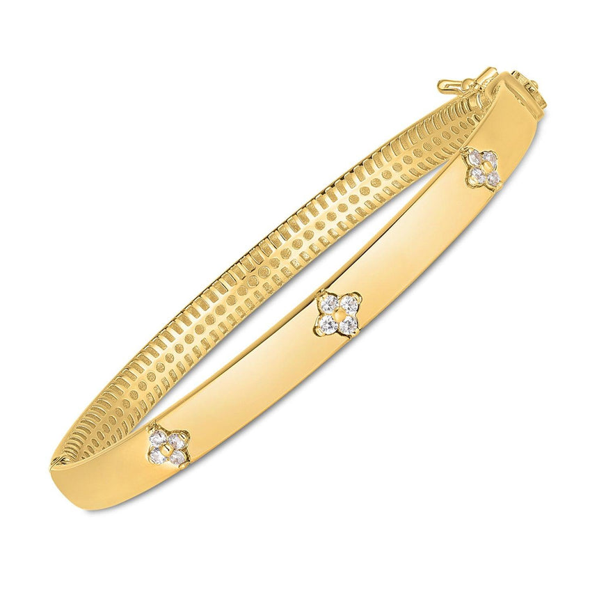 14k Yellow Gold Trilogy Diamond Bangle - Ellie Belle