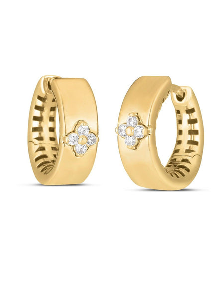 14k Yellow Gold Trilogy Diamond Clover Earrings - Ellie Belle