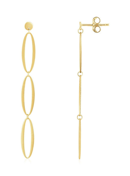 14K Yellow Gold Triple Oval Fancy Drop Earrings - Ellie Belle