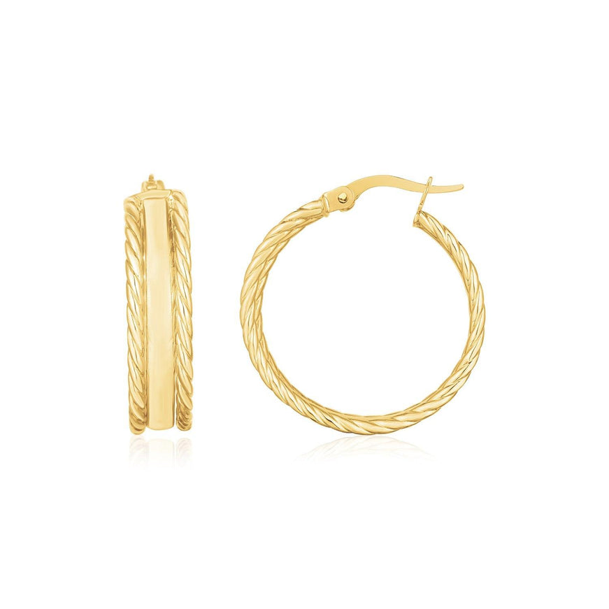 14K Yellow Gold Triple Row Hoop Earrings - Ellie Belle