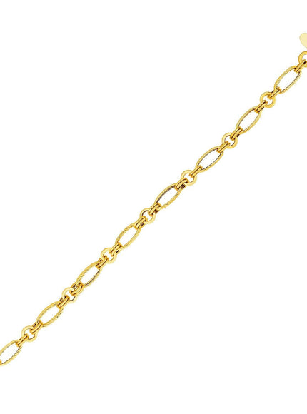 14k Yellow Gold Twisted and Polished Link Bracelet - Ellie Belle