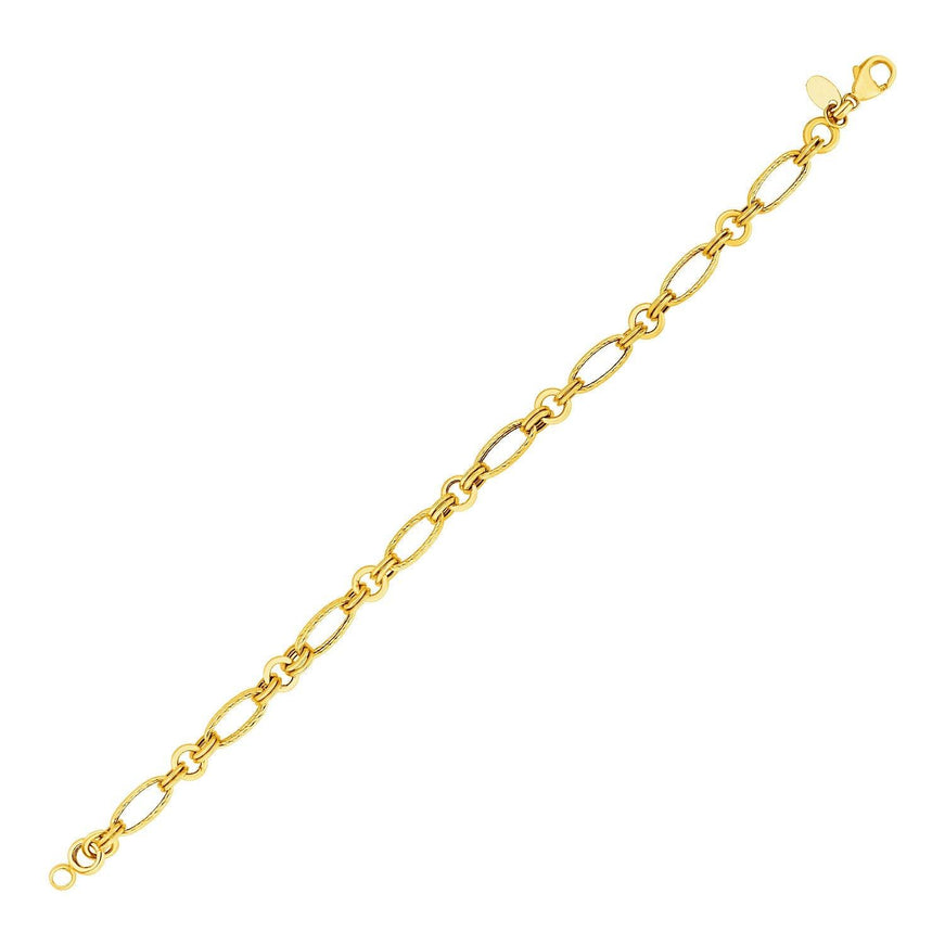 14k Yellow Gold Twisted and Polished Link Bracelet - Ellie Belle