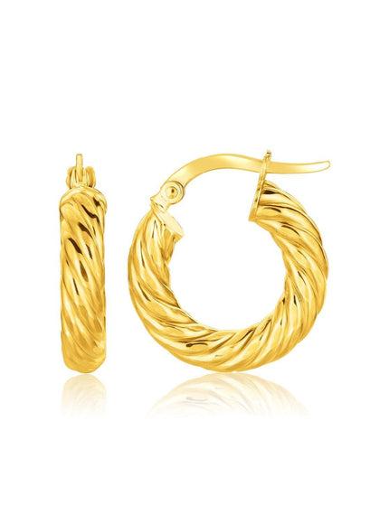 14k Yellow Gold Twisted Cable Small Hoop Earrings - Ellie Belle