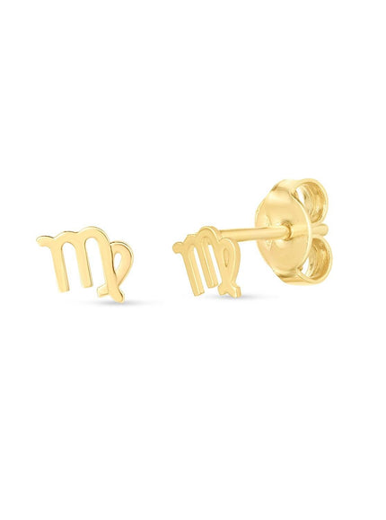 14k Yellow Gold Virgo Stud Earrings - Ellie Belle