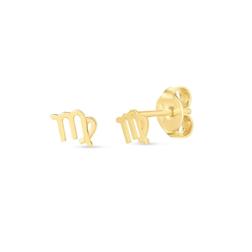 14k Yellow Gold Virgo Stud Earrings - Ellie Belle