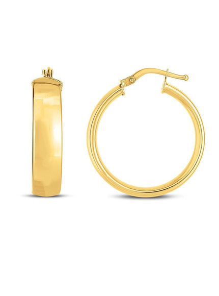 14k Yellow Gold Wedding Band Hoops (25mm) - Ellie Belle