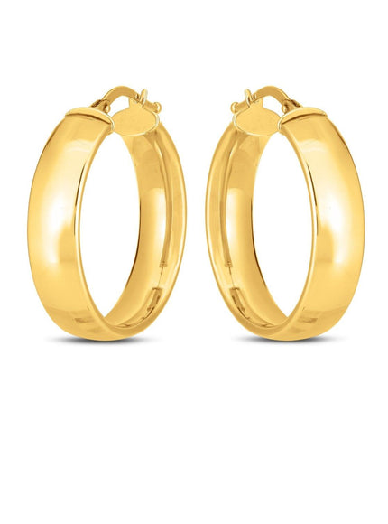 14k Yellow Gold Wedding Band Hoops (25mm) - Ellie Belle