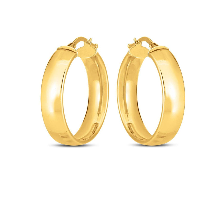 14k Yellow Gold Wedding Band Hoops (25mm) - Ellie Belle