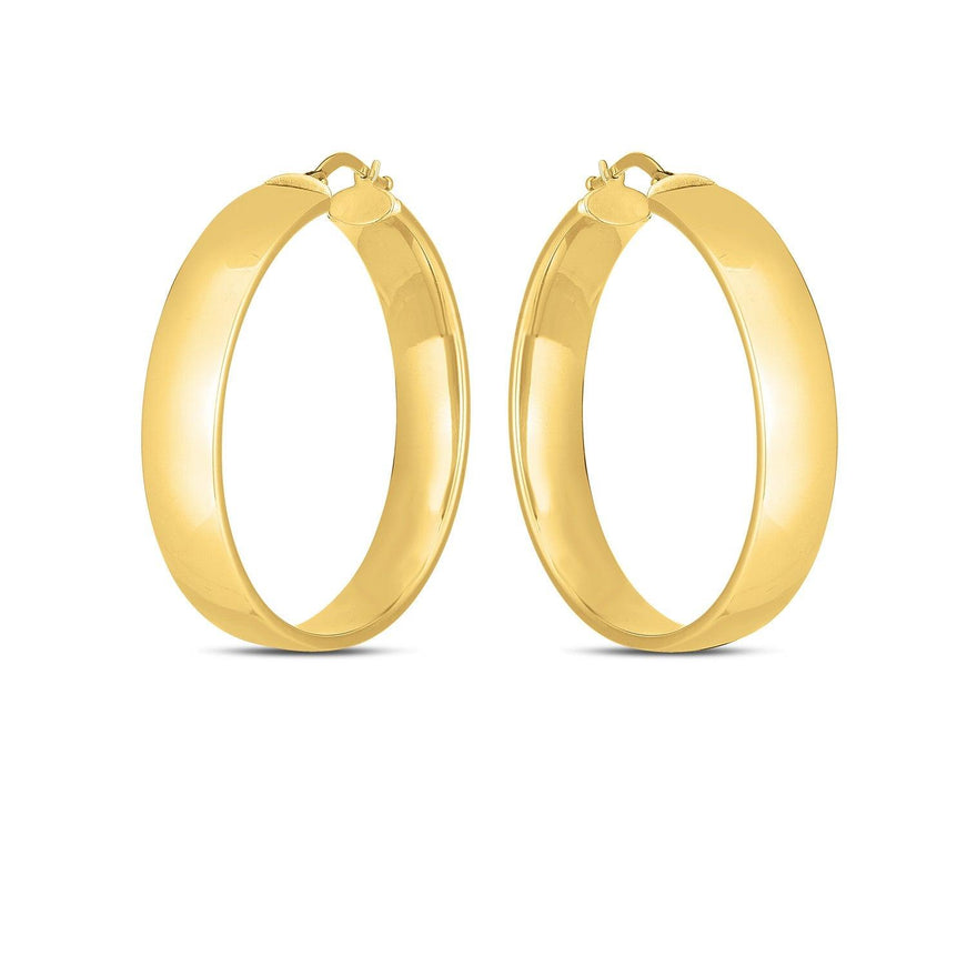 14k Yellow Gold Wedding Band Hoops (35mm) - Ellie Belle