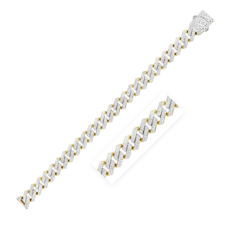 14k Yellow Gold White Pave High Polish Modern Lite Edge Chain (11.5mm) - Ellie Belle