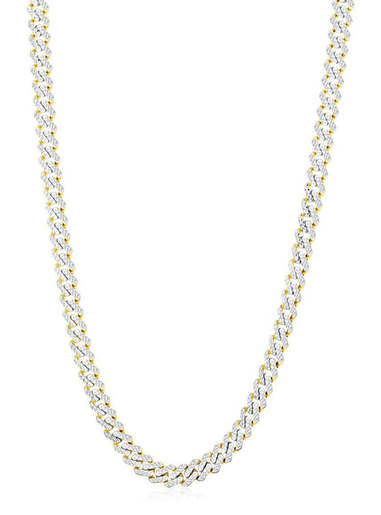 14k Yellow Gold White Pave High Polish Modern Lite Edge Chain (8.0mm) - Ellie Belle