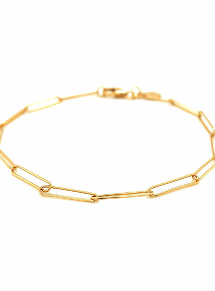 14k Yellow Gold Wire Paperclip Bracelet (2.7mm) - Ellie Belle