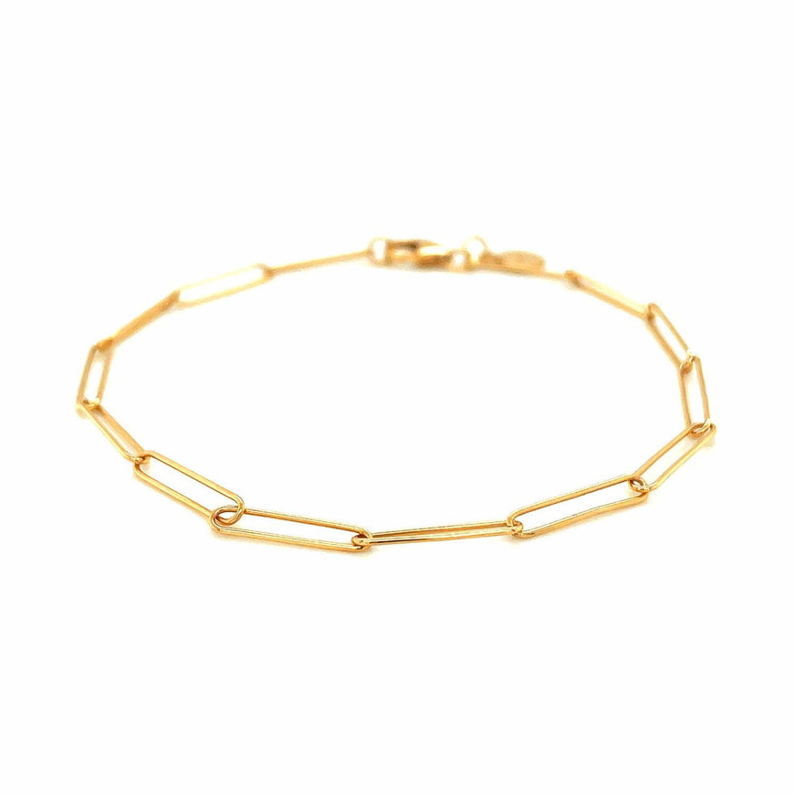 14k Yellow Gold Wire Paperclip Bracelet (2.7mm) - Ellie Belle