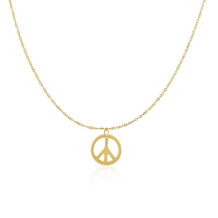 14k Yellow Gold with Peace Symbol Pendant - Ellie Belle