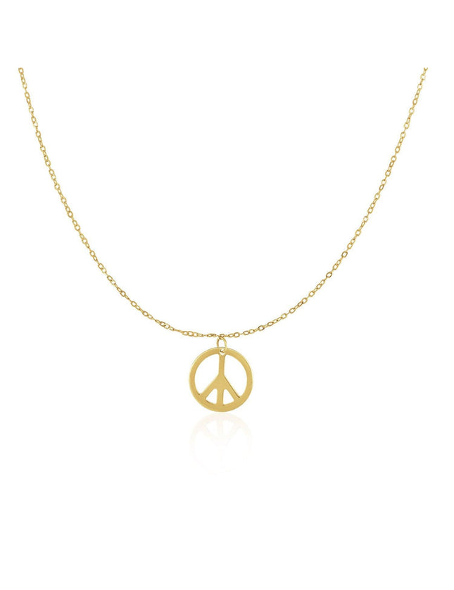14k Yellow Gold with Peace Symbol Pendant - Ellie Belle