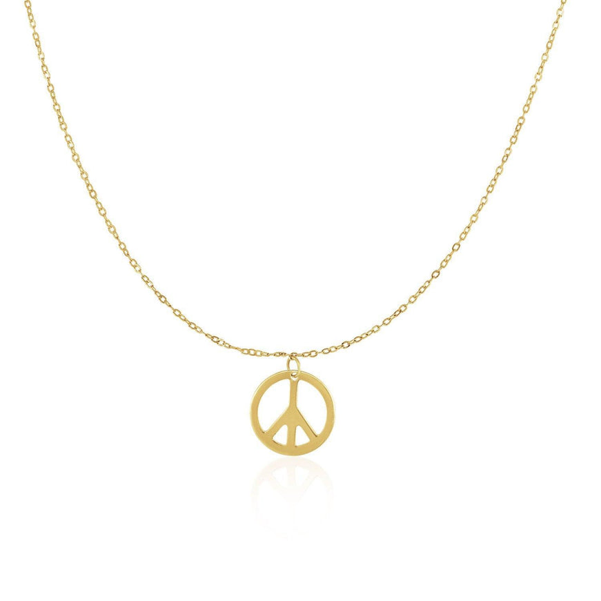 14k Yellow Gold with Peace Symbol Pendant - Ellie Belle