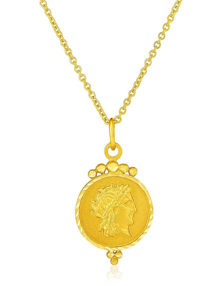 14k Yellow Gold with Round Roman Coin Pendant - Ellie Belle