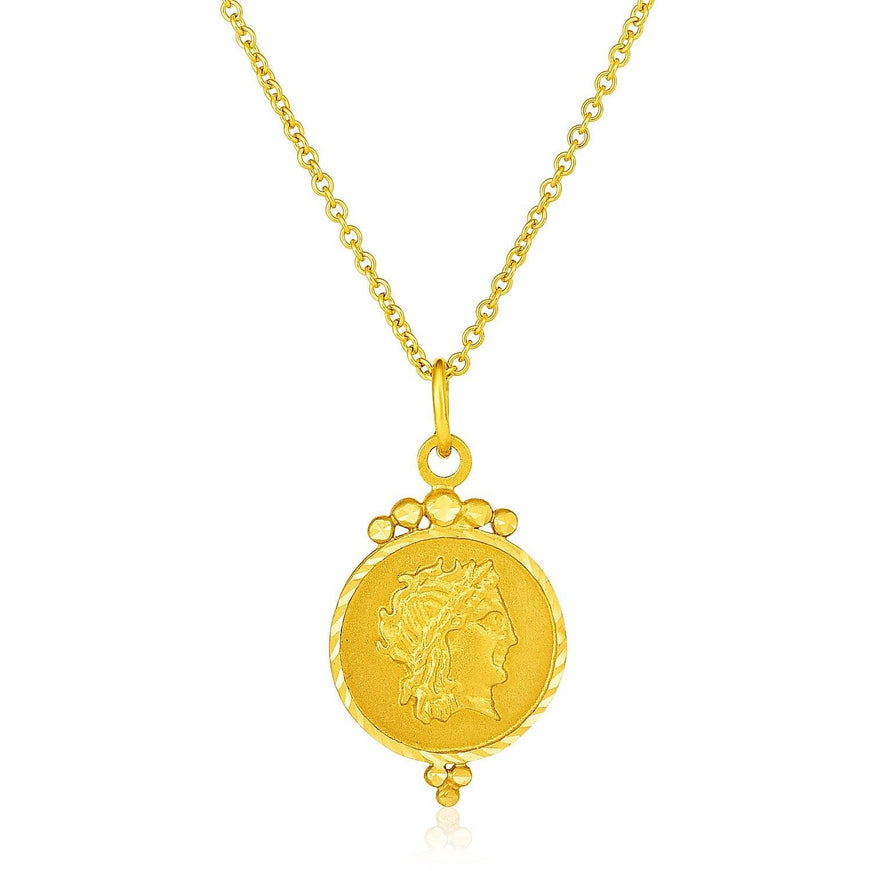 14k Yellow Gold with Round Roman Coin Pendant - Ellie Belle