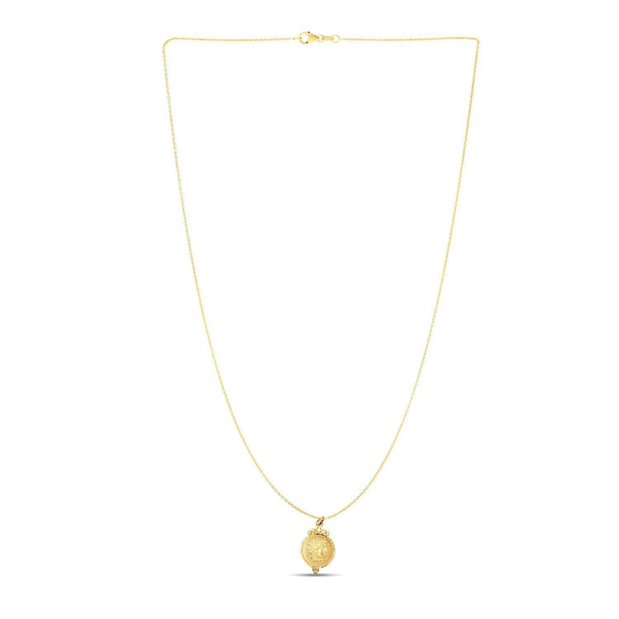 14k Yellow Gold with Round Roman Coin Pendant - Ellie Belle