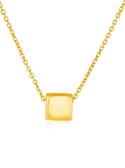 14k Yellow Gold with Shiny Square Pendant - Ellie Belle