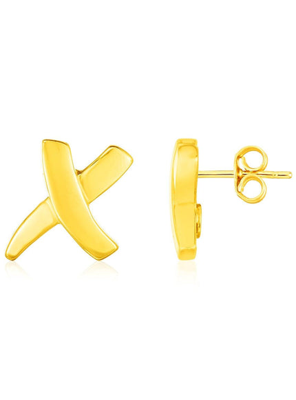 14K Yellow Gold X Earrings - Ellie Belle