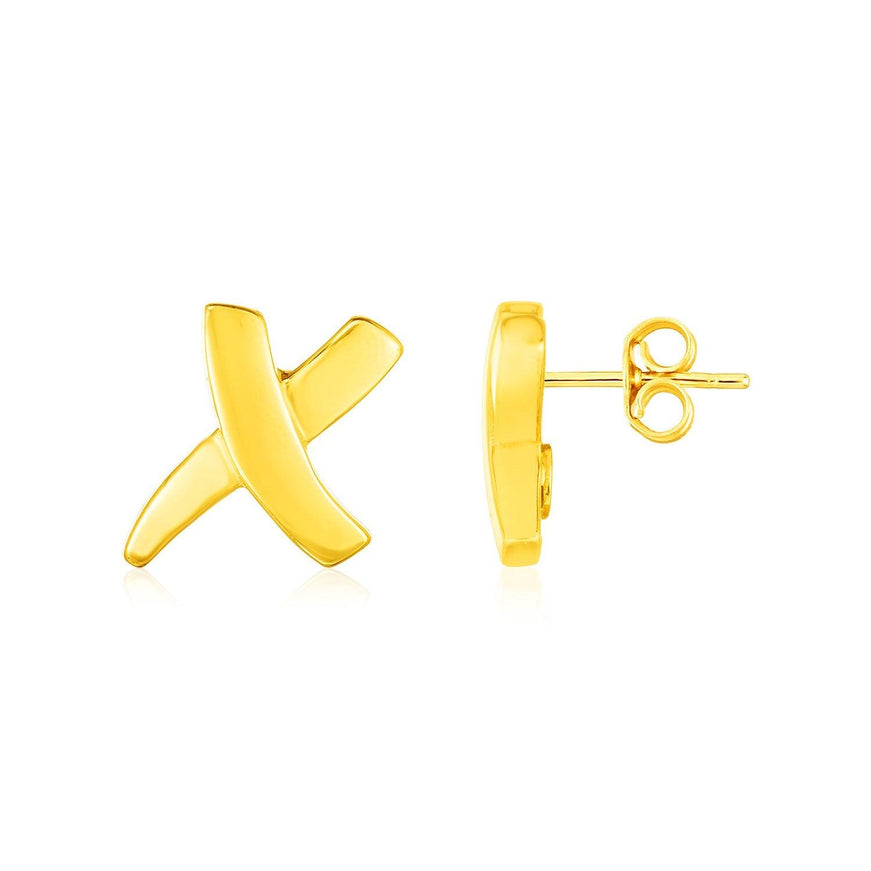 14K Yellow Gold X Earrings - Ellie Belle