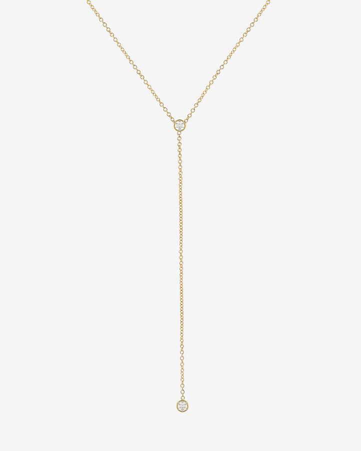 Zoe Lev 14K Gold Bezel Diamond Lariat Necklace