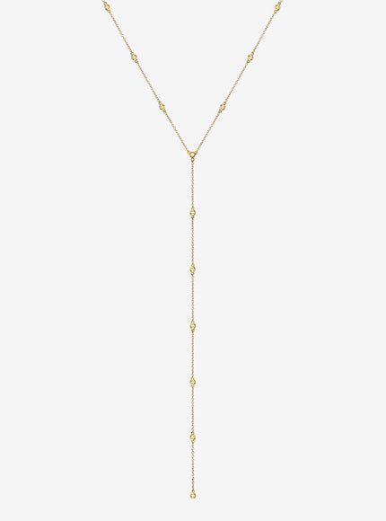 Zoe Lev Bezel Diamond Station Lariat Necklace