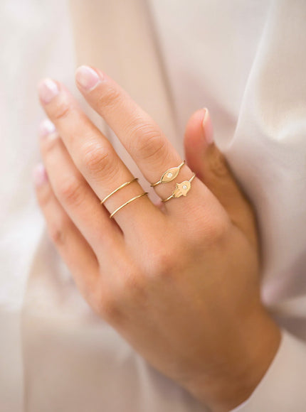 Zoe Lev 14K Gold Diamond Evil Eye Ring