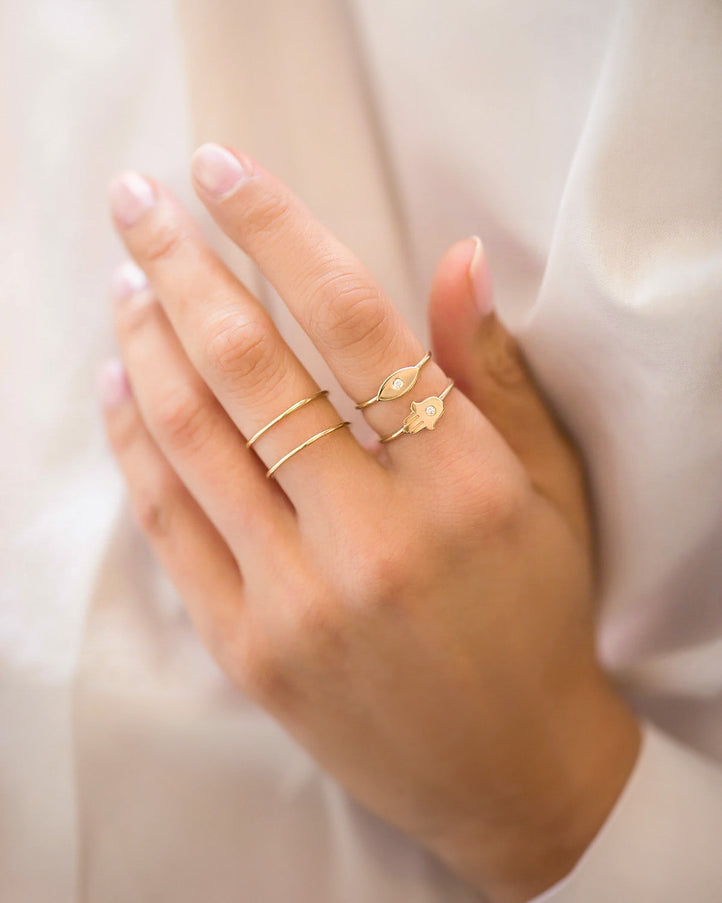 Zoe Lev 14K Gold Diamond Evil Eye Ring