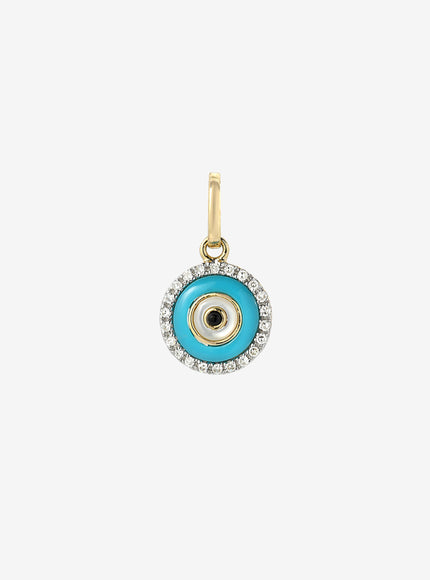 Zoe Lev 14K Gold Diamond Evil Eye Turquoise Pendant