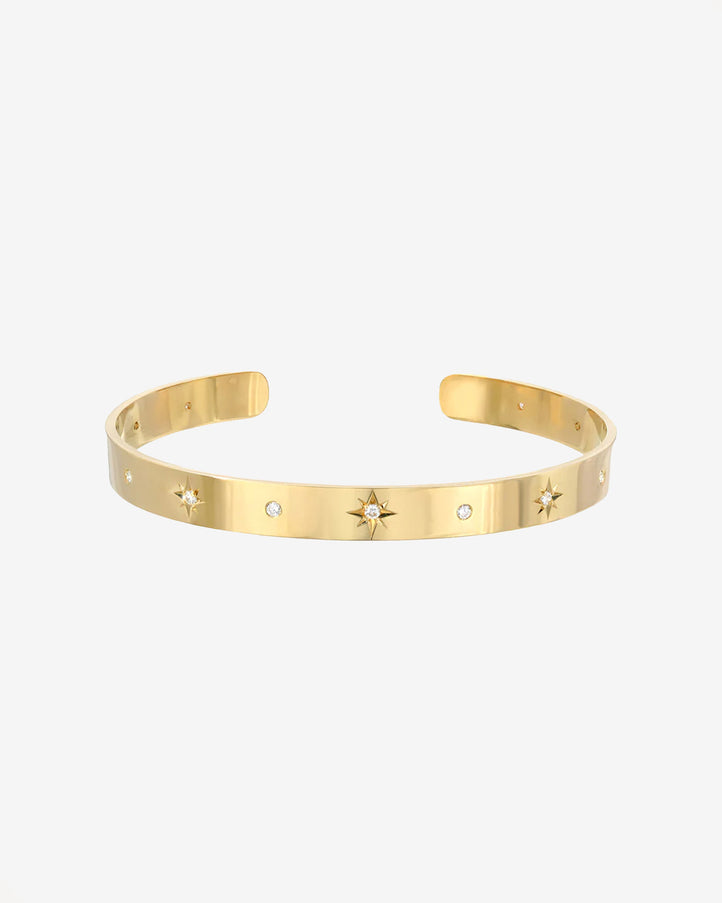 Zoe Lev 14K Gold Diamond Sunburst Cuff