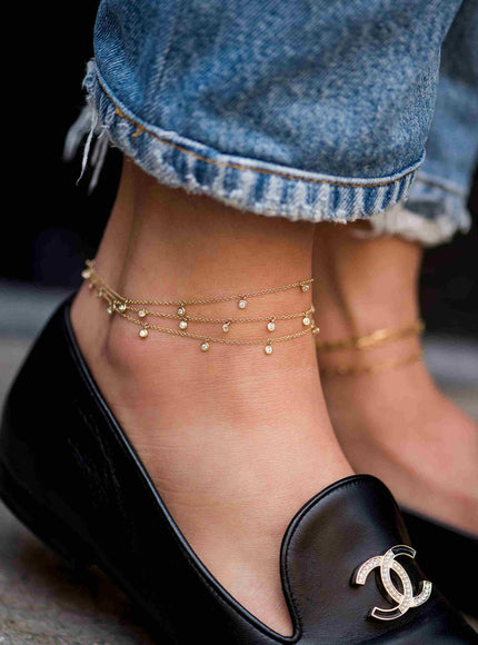 Zoe Lev 14K Gold Drop Bezel Anklet