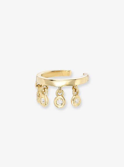Zoe Lev 14K Gold Ear Cuff with Diamond Fringes