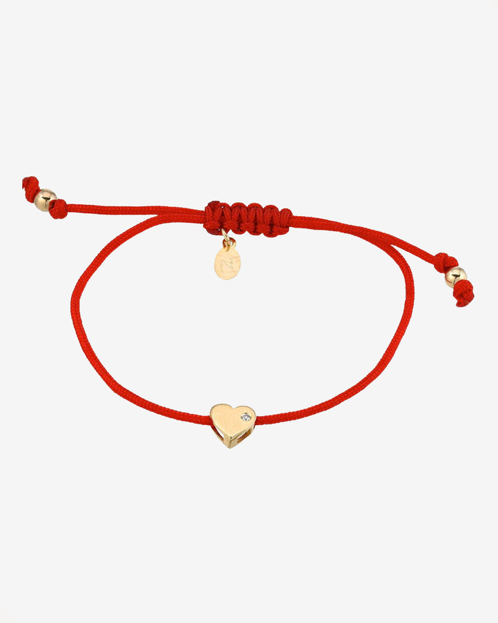 Zoe Lev 14K Gold Heart with Diamond Fortune Bracelet