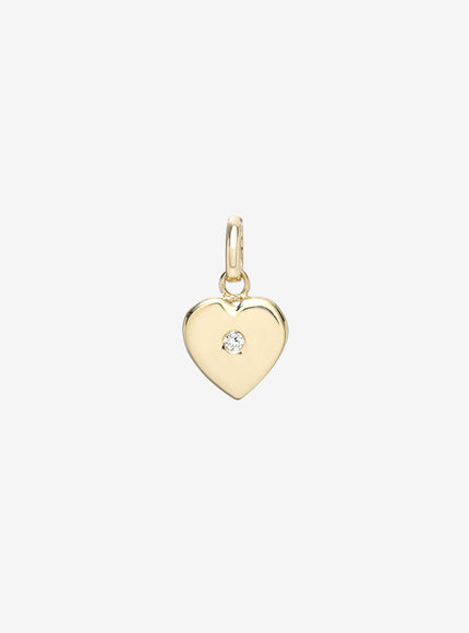 Zoe Lev 14K Gold Heart with Tiny Diamond Pendant