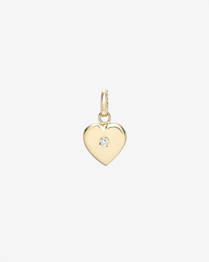 Zoe Lev 14K Gold Heart with Tiny Diamond Pendant
