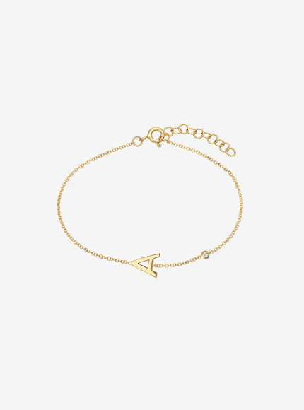 Zoe Lev 14K Gold Initial and Bezel Diamond Anklet