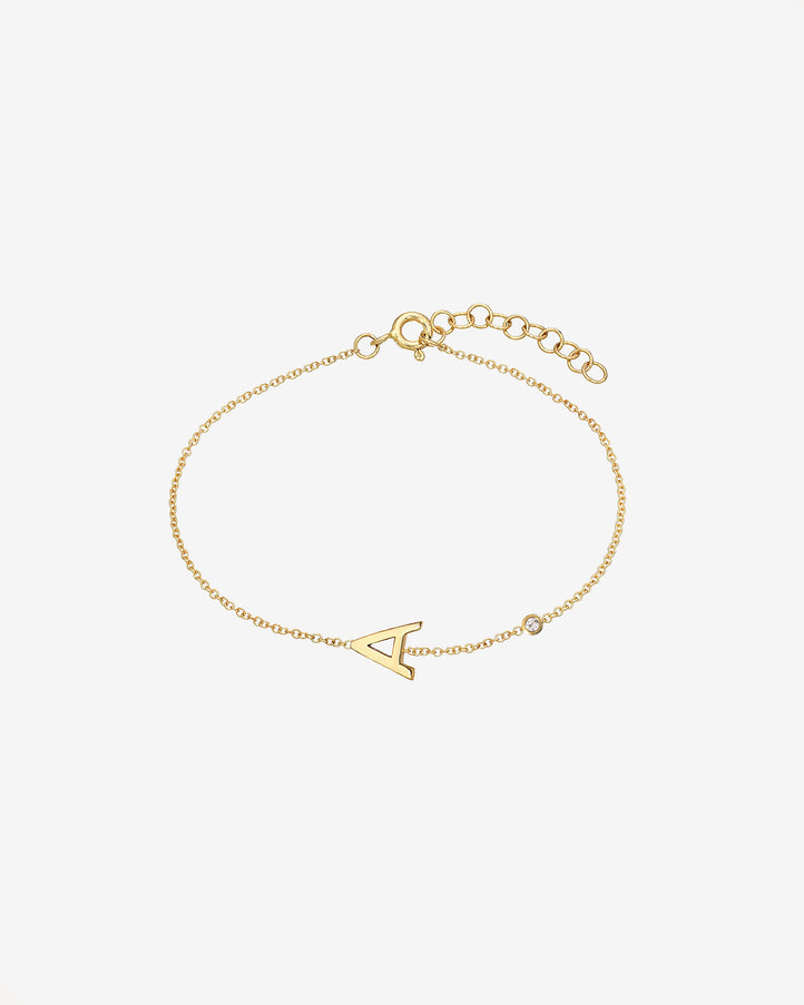 Zoe Lev 14K Gold Initial and Bezel Diamond Anklet