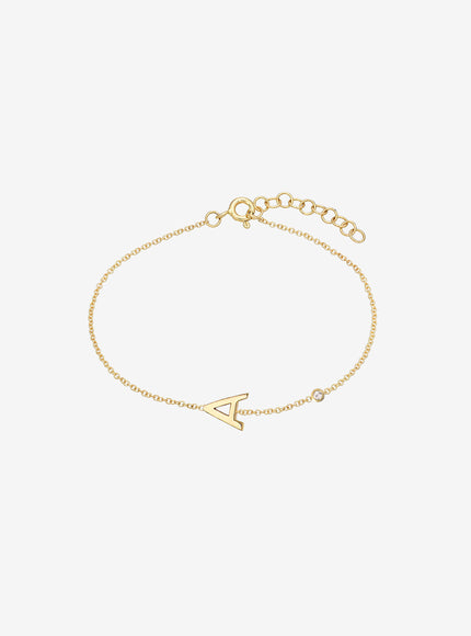 Zoe Lev 14K Gold Initial and Bezel Diamond Bracelet
