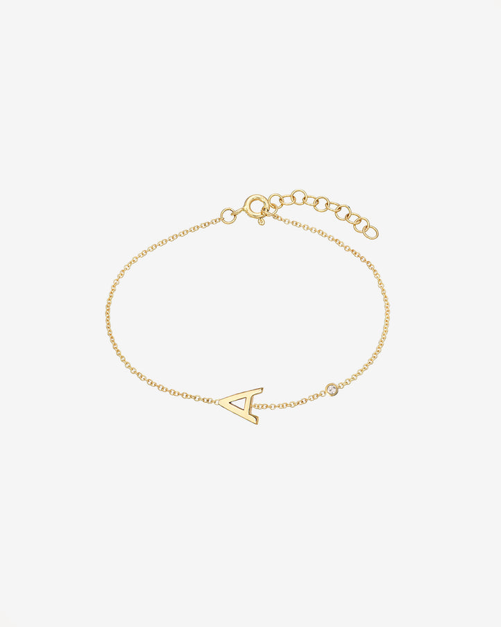 Zoe Lev 14K Gold Initial and Bezel Diamond Bracelet