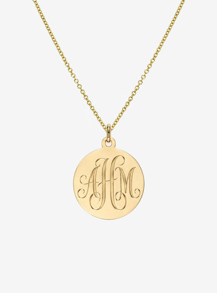 Zoe Lev 14K Gold Large Engraved Disc Necklace