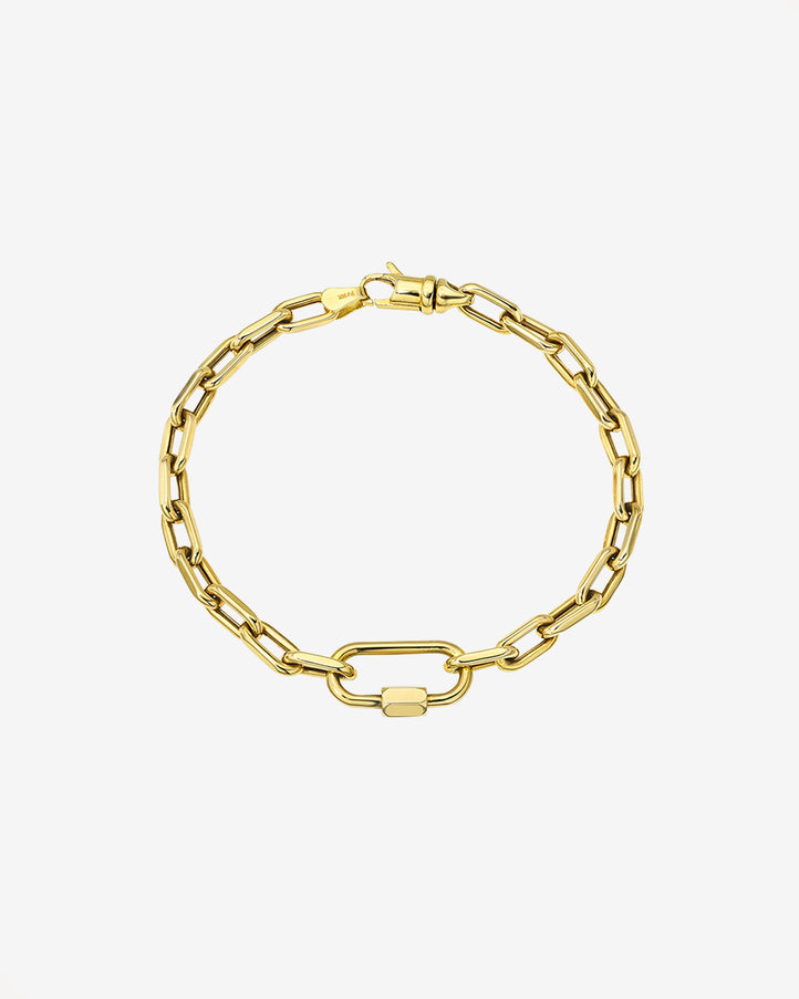 Zoe Lev 14K Gold Large Open Link Chain with Carabiner Bracelet