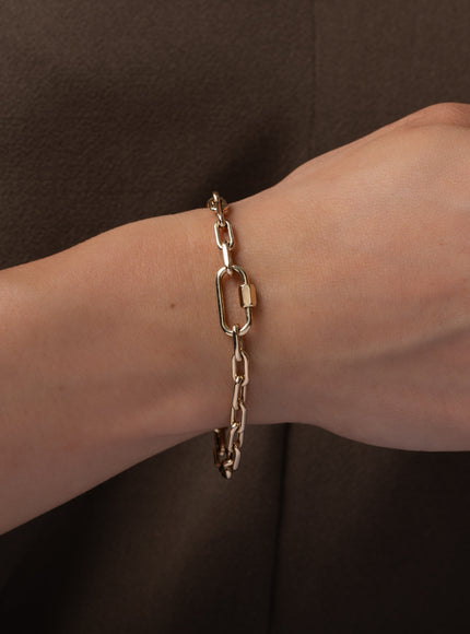 Zoe Lev 14K Gold Large Open Link Chain with Carabiner Bracelet